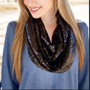 Women's Black Cosmic Glow Sequin Infinity Scarf
